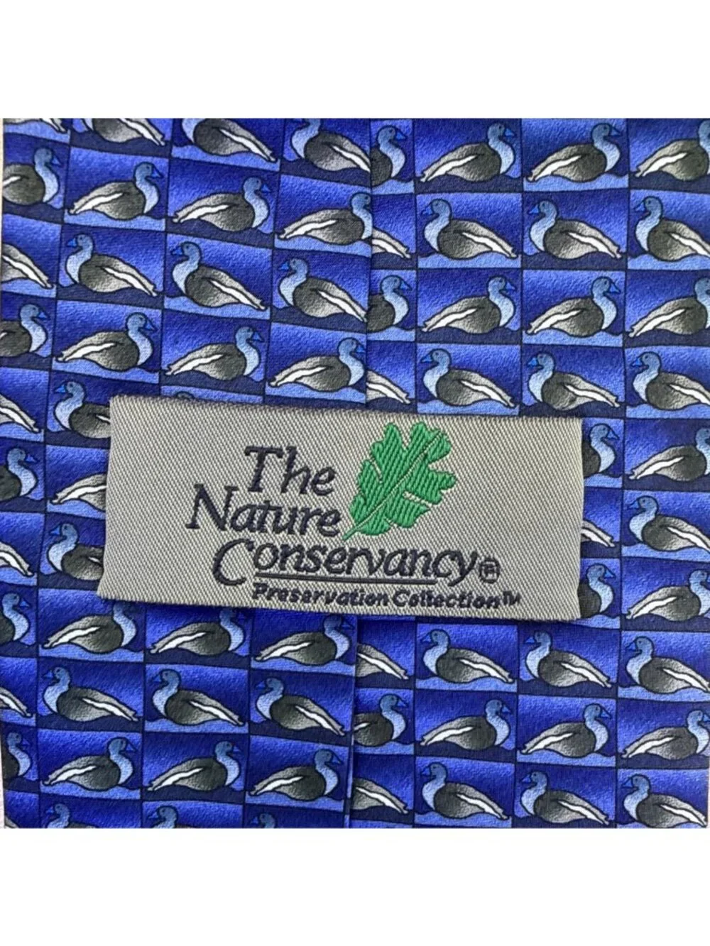 The Nature Conservancy Mens Blue Silk Duck Pattern Neck Tie Hand Made Imported